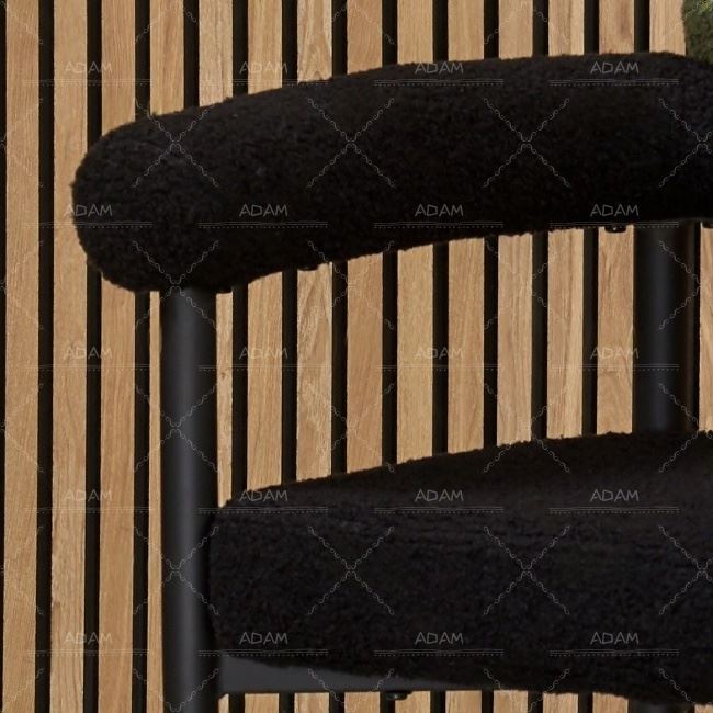 Black Velvet Fabric Dining Chair-3